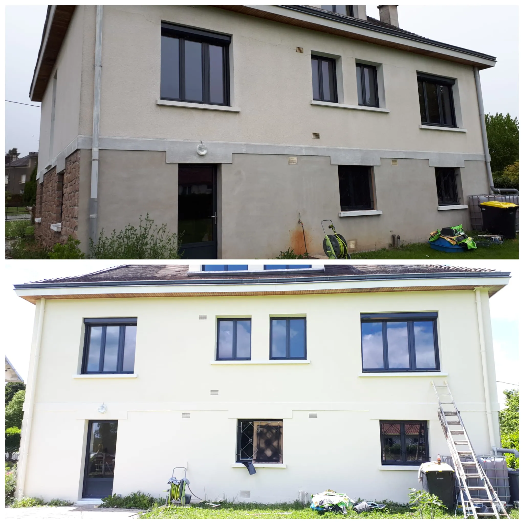 Ravalement par enduit projeté ou crépi en Corrèze, réalisation Pro Rénovation (photo 1)